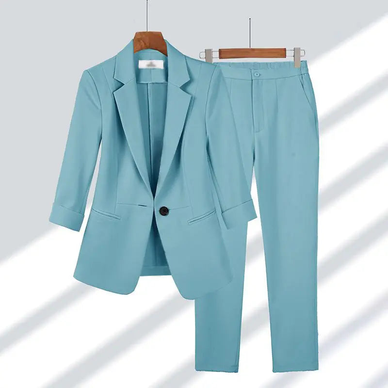 blue set suit women