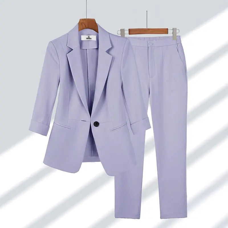 purple set suit women