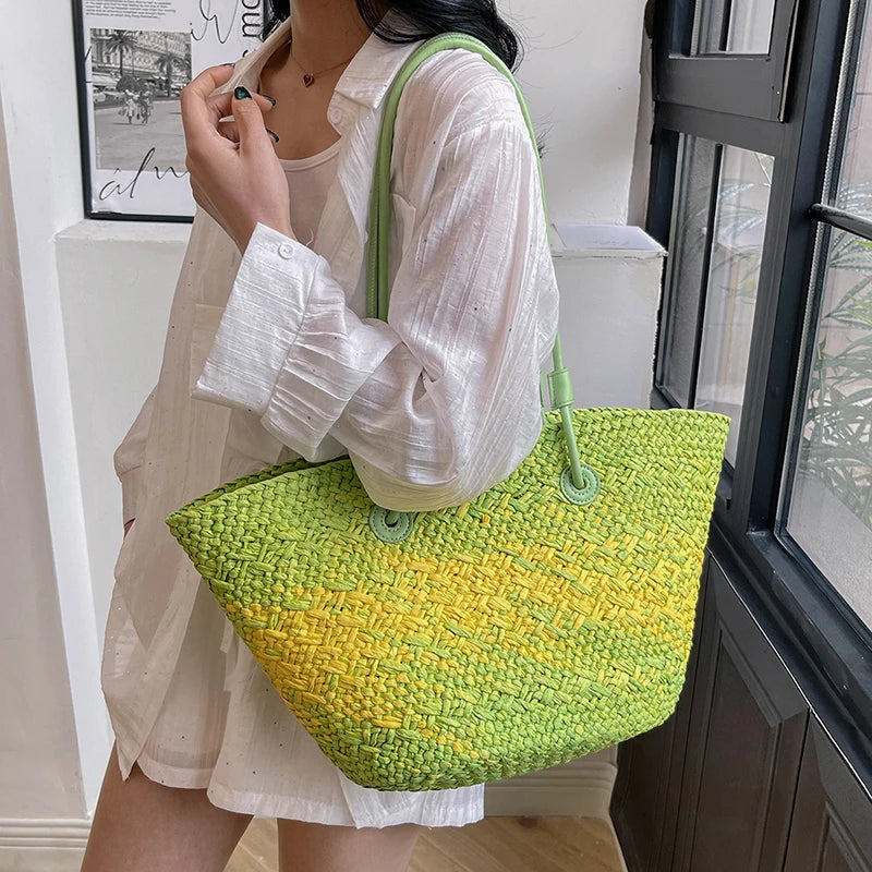 simple bag women green yellow